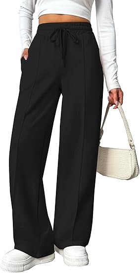 PINSPARK Wide Leg Sweatpants Women High Waisted Baggy Sweat Pants Elastic Elevated Seams Loose Ac... | Amazon (US)