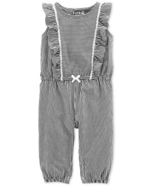 Carter's Baby Girls Striped Ruffled Cotton Jumpsuit | Macys (US)