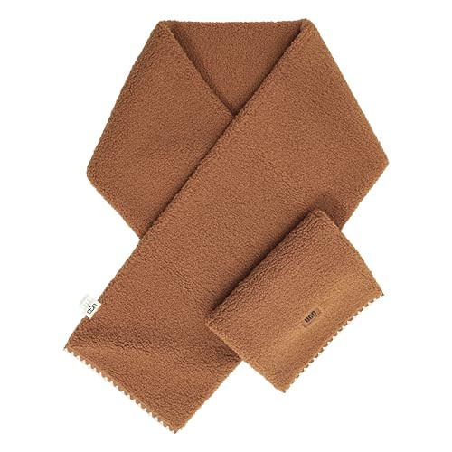 UGG Women's Uggfluff Scalloped Scarf with Plush Fleece and Leather Logo, Cozy and Stylish Design, Chestnut, One Size | Amazon (US)