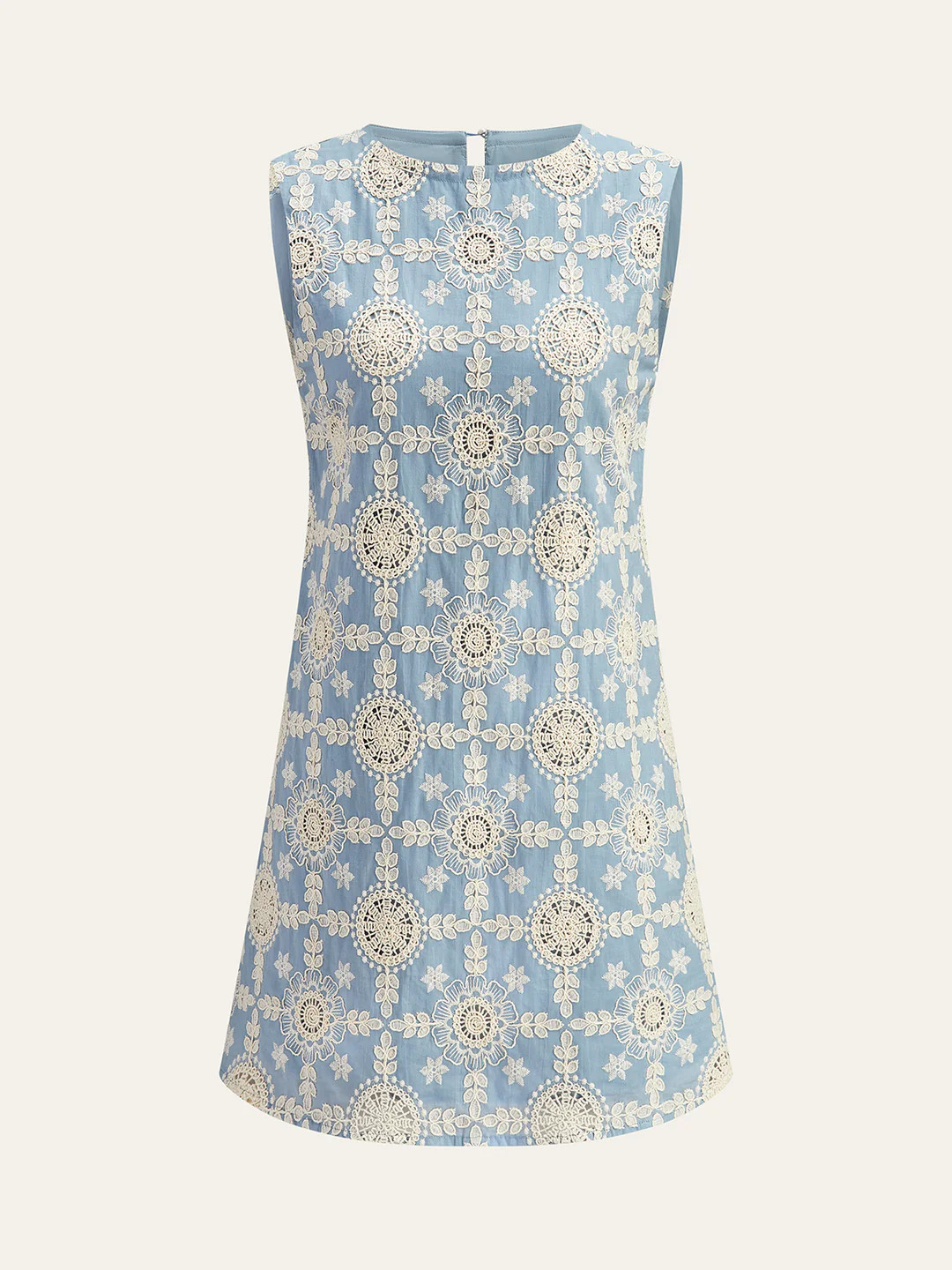 Embroidered Cotton Sleeveless Dress | Commense