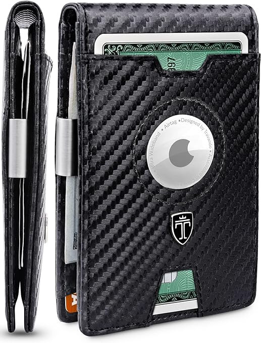 TRAVANDO AirTag* Wallet Mens Wallet with Money Clip Air Tag Wallet Card Holder RFID Blocking Bifo... | Amazon (US)