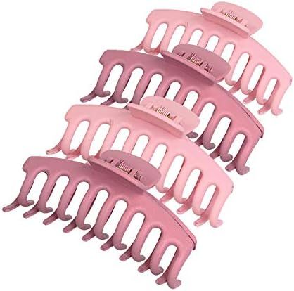 4 pcs Large Hair Claw Clips for Thick Hair - Matte Plastic Butterfly Hair Clips Strong Hold for W... | Amazon (US)