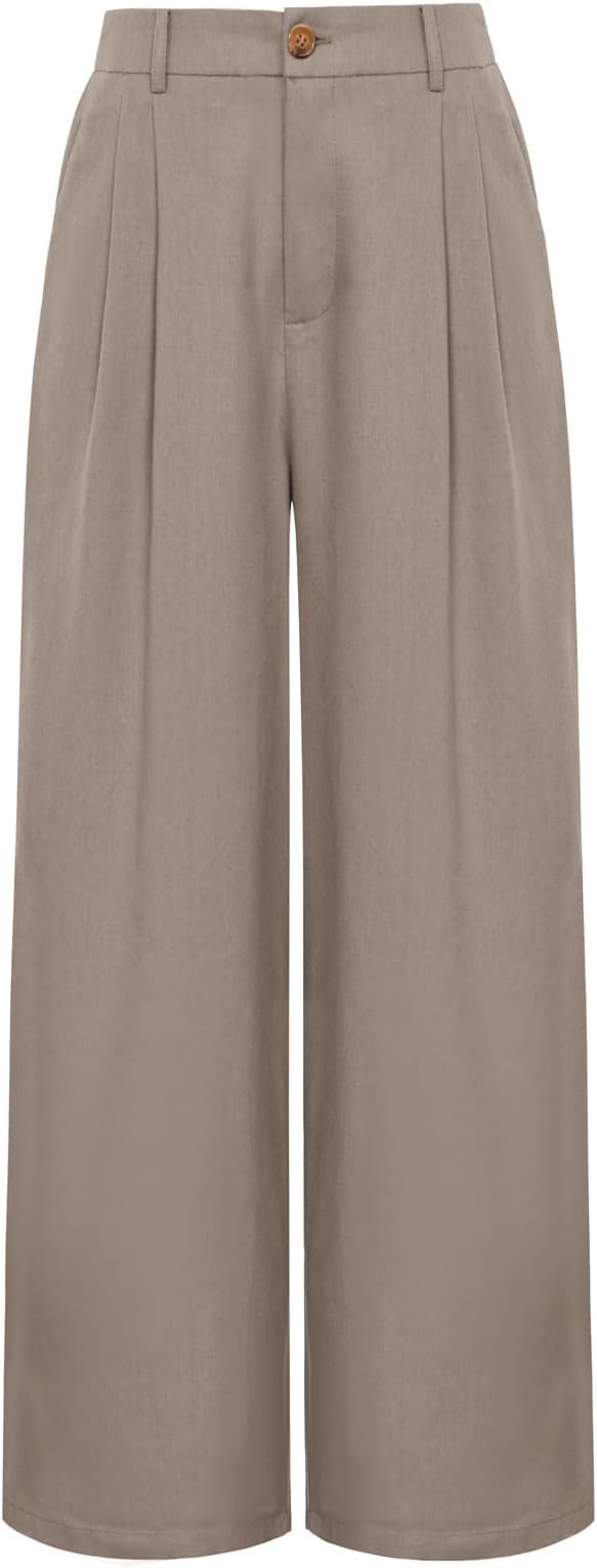 GRACE KARIN Wide Leg Pants for Women Cotton Linen Business Casual Long Trousers Palazzo Pants wit... | Amazon (US)