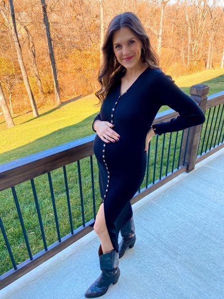 This sweater dress is not maternity but fit the bump! The buttons can be complete undone so you can also wear as a cardigan! 

#LTKfindsunder50 #LTKfindsunder100 #LTKbump