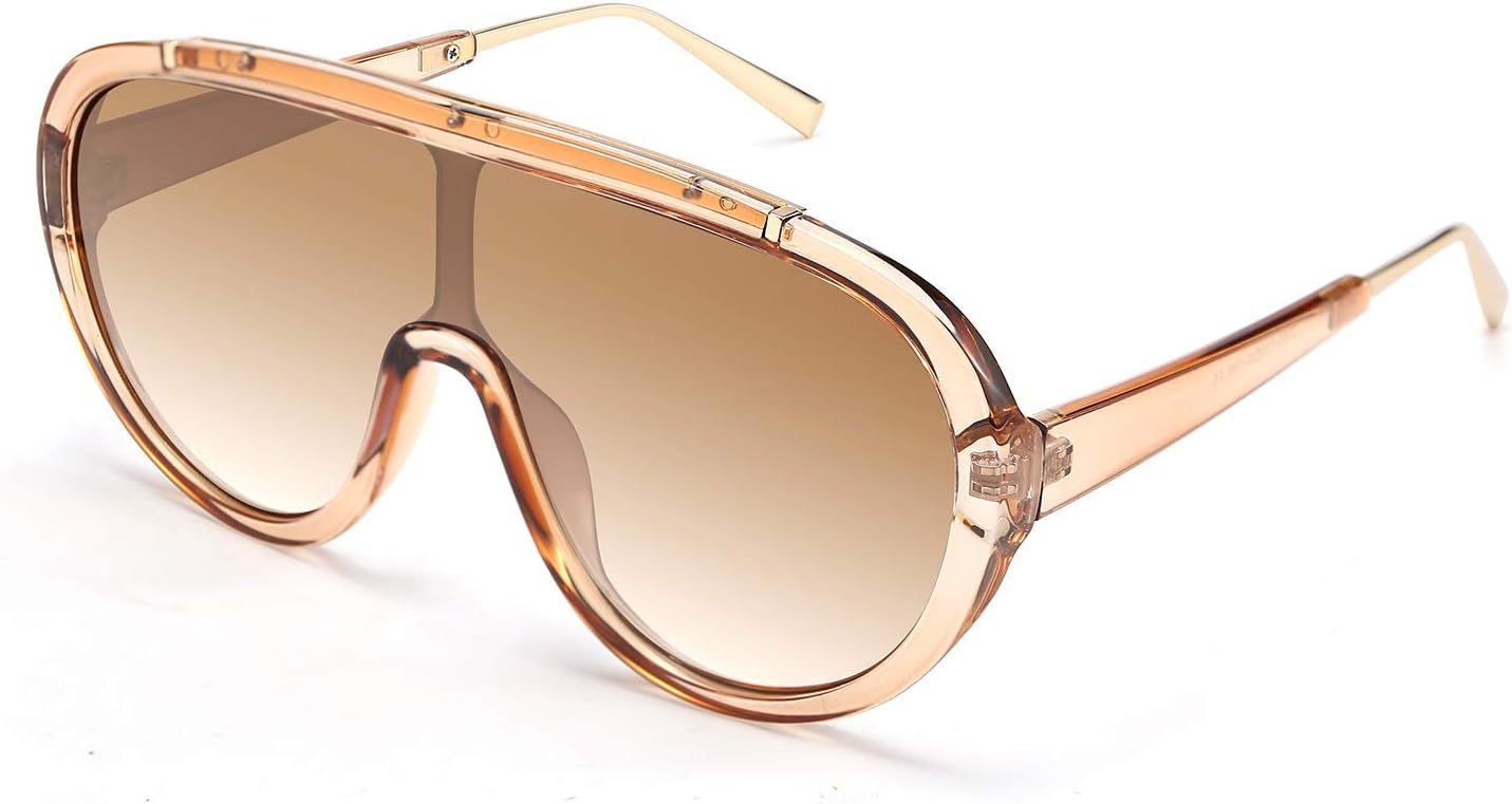FEISEDY Sunglasses Women Oversized One Piece Frame UV400 Sun Glasses Trendy Retro Shades B2580 | Amazon (US)