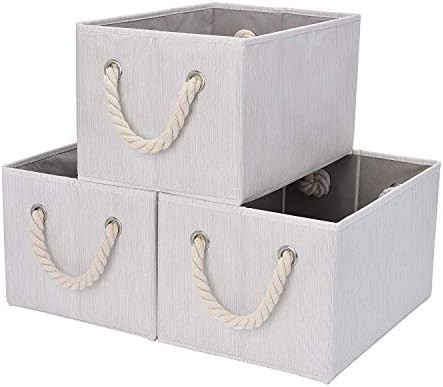 StorageWorks Storage Bins with Cotton Rope Handles, Storage Basket for Shelves, Mixing of Beige, ... | Amazon (US)