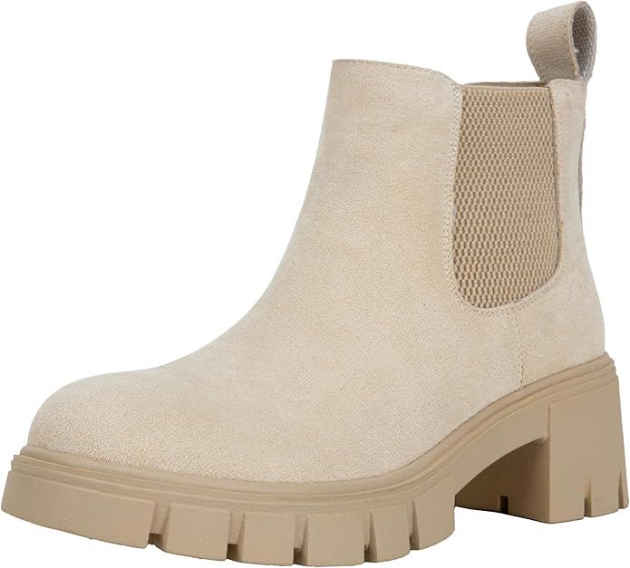 Vepose Women's 936 Chelsea Ankle Boots Platform Lug Sole Elastic Slip on Booties | Amazon (US)