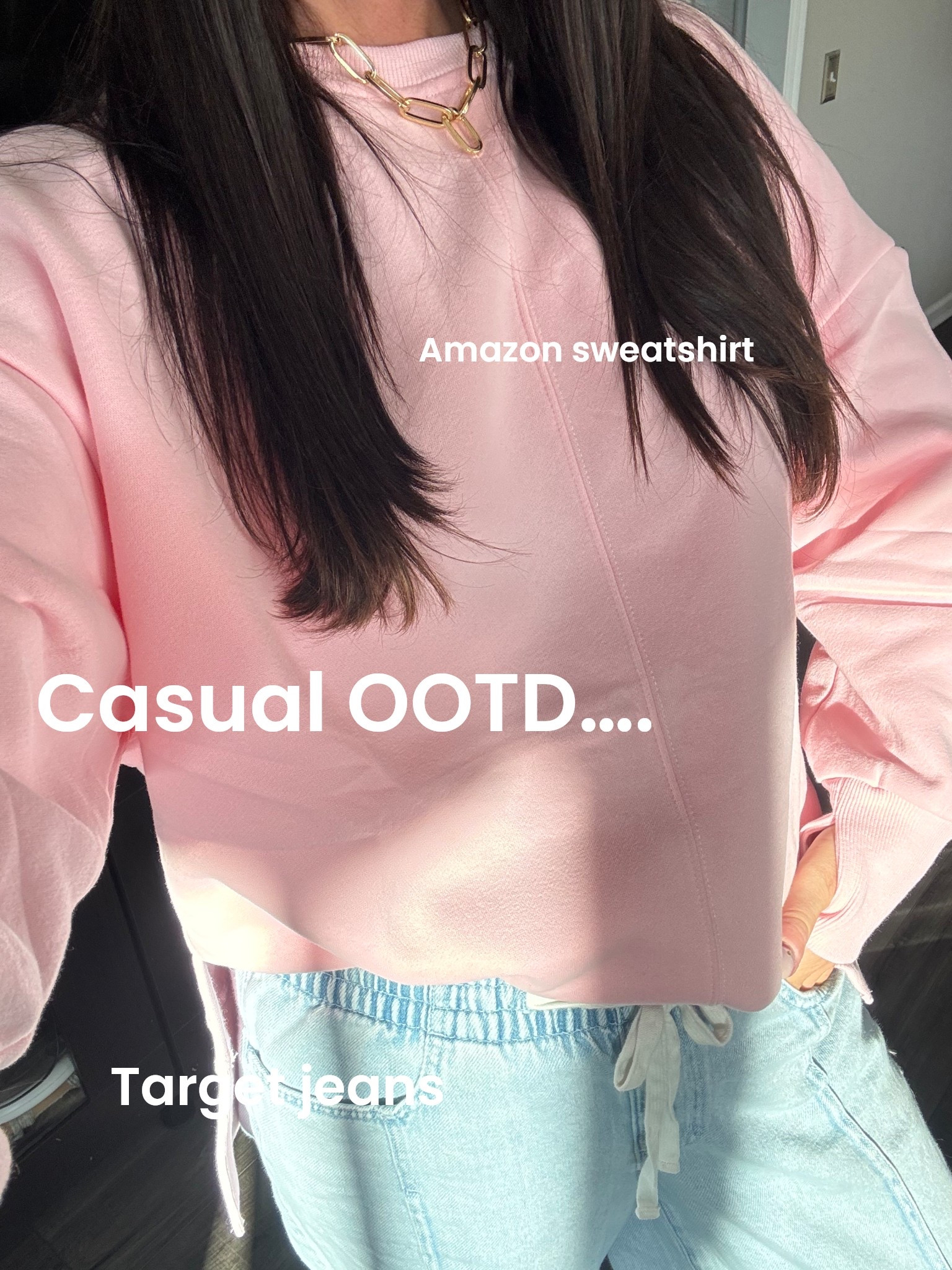Simple, easy… a sweatshirt and wide leg jeans. Pair it with my go to gold chain necklace- you can’t go wrong!
Save this for outfit inspo!

#amazonfashion #targetstyle #ltkcreator #shopltk #fashionblogger #styleover40 #fashioninspo #outfitideas #trendingnow #tryonhaul #styleguide #closetgoals #realoutfit #chicstyle #fashiontips #momstyle #fashiondaily #budgetfriendlystyle #fallfashiontrends #holidayoutfitideas #lookforless #fashionreel #discoverunder50 #stylecommunity

Target fashion • LTK outfit • try-on haul • chic + comfy • casual style • holiday outfit ideas • capsule closet • Target favorites • fashion inspo • fall outfit ideas
