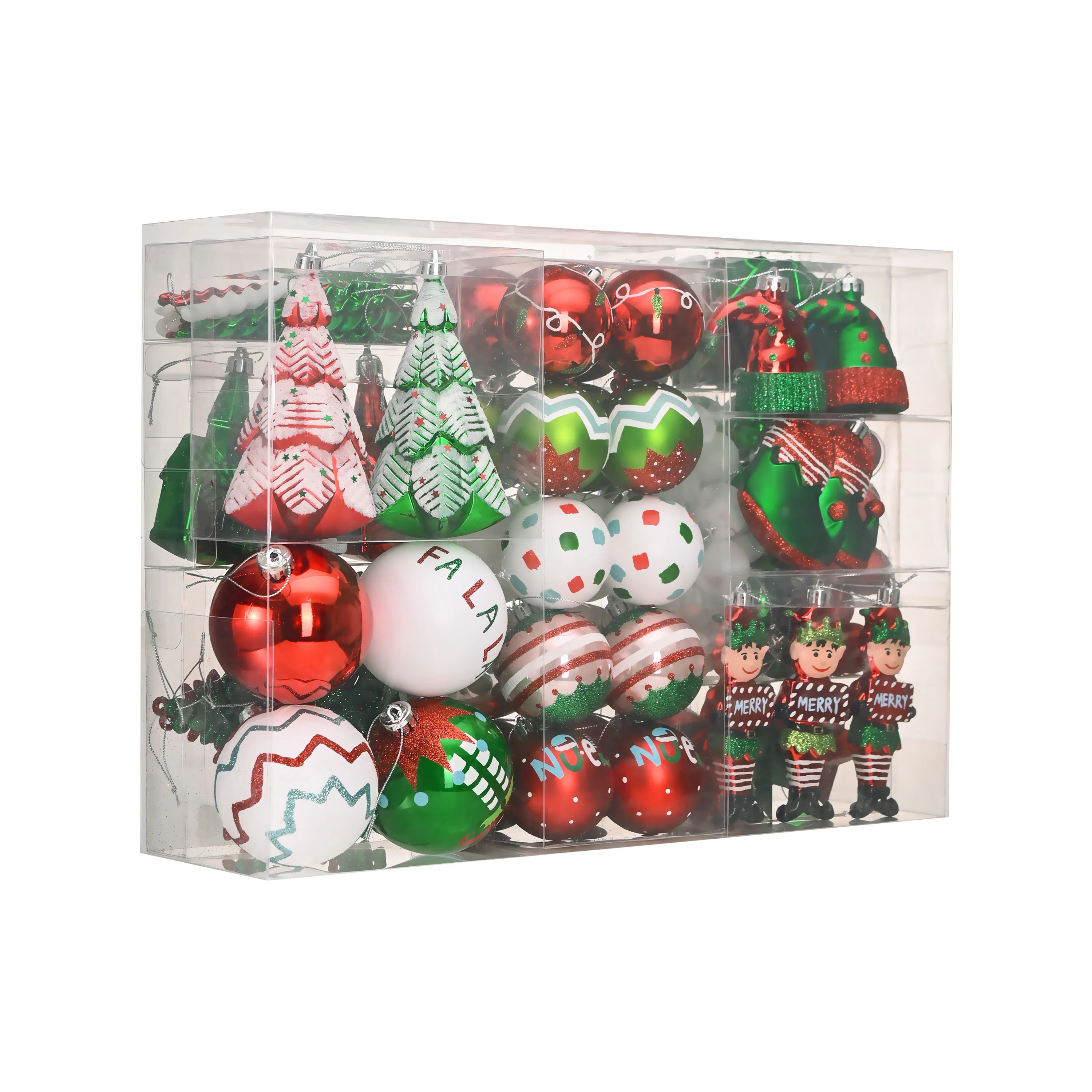 Elves 120ct Assorted Red and Green Elf Christmas Shatterproof Tree Ornaments Set | Wayfair North America
