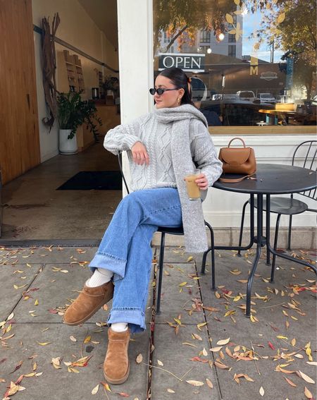 Cozy style for a casual day ☕️ wearing my uggs ultra mini and wide leg jeans with knit sweater. 

#LTKfindsunder100 #LTKstyletip #LTKshoecrush