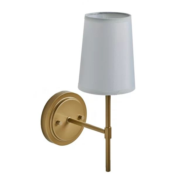Better Homes & Gardens 1-Light Wall Sconce Burnished Brass with Fabric Shade with Bulb | Walmart (US)