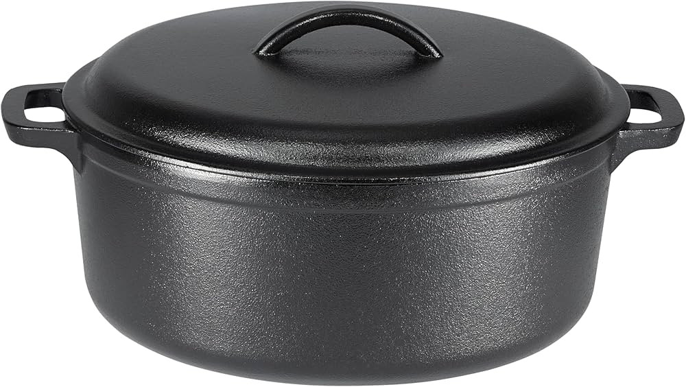 Amazon Basics Round Pre-Seasoned Cast Iron Dutch Oven Pot with Lid and Dual Handles, Heavy-Duty &... | Amazon (US)