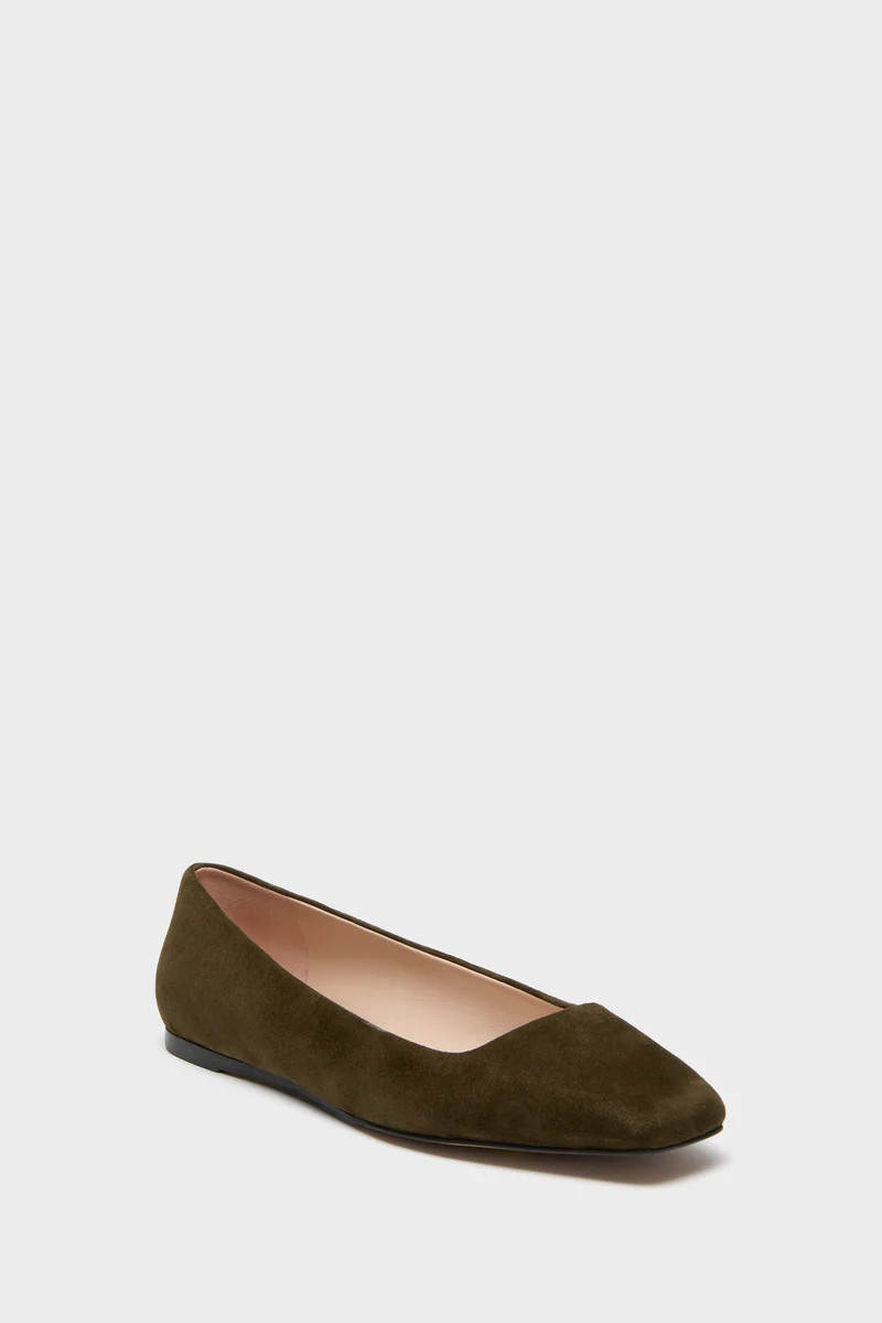 Dark Olive Suede Nadia Flats | Tuckernuck (US)