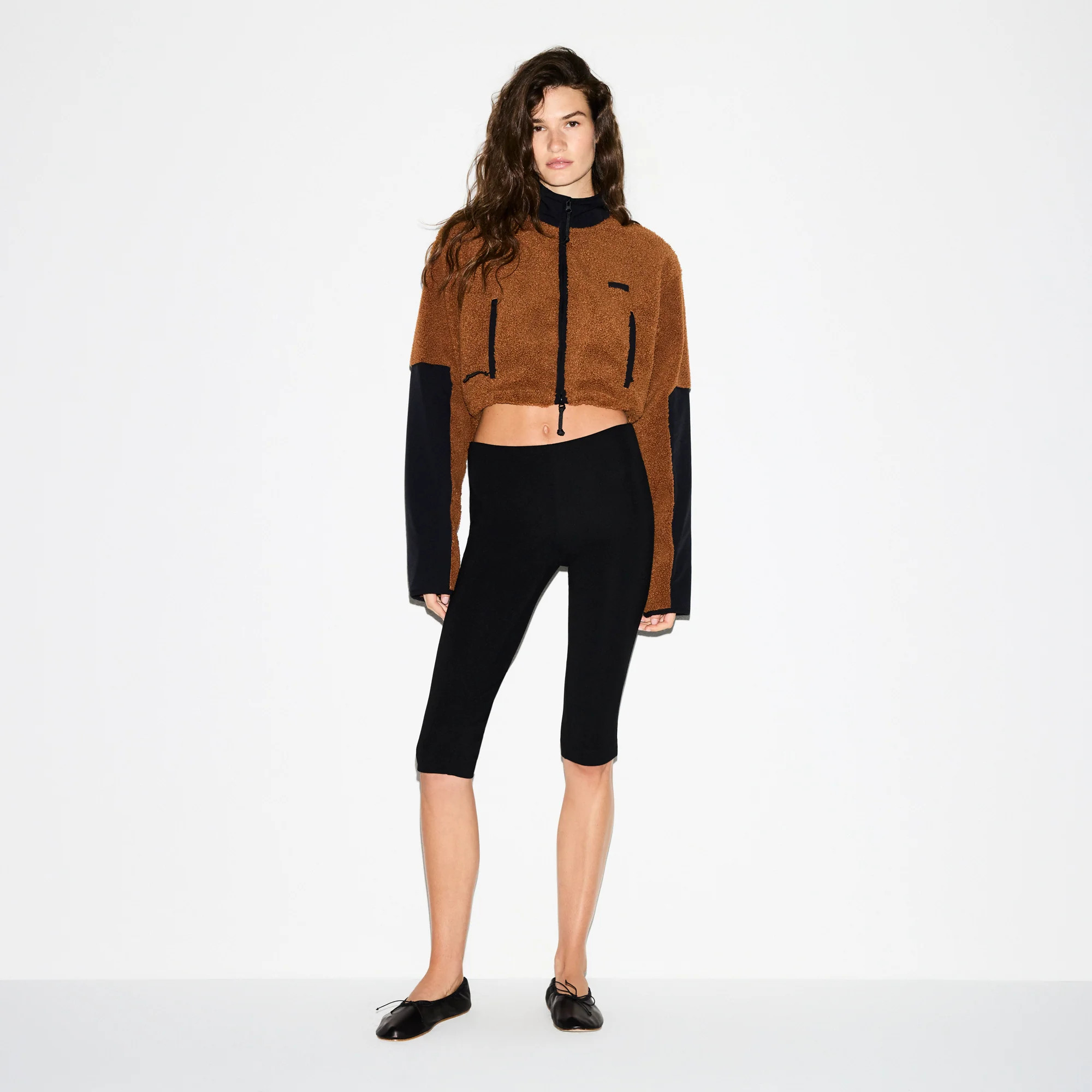 SKIMS Funnel Neck Cropped Jacket | Medium Neutral | Small | Teddy | SKIMS (US)