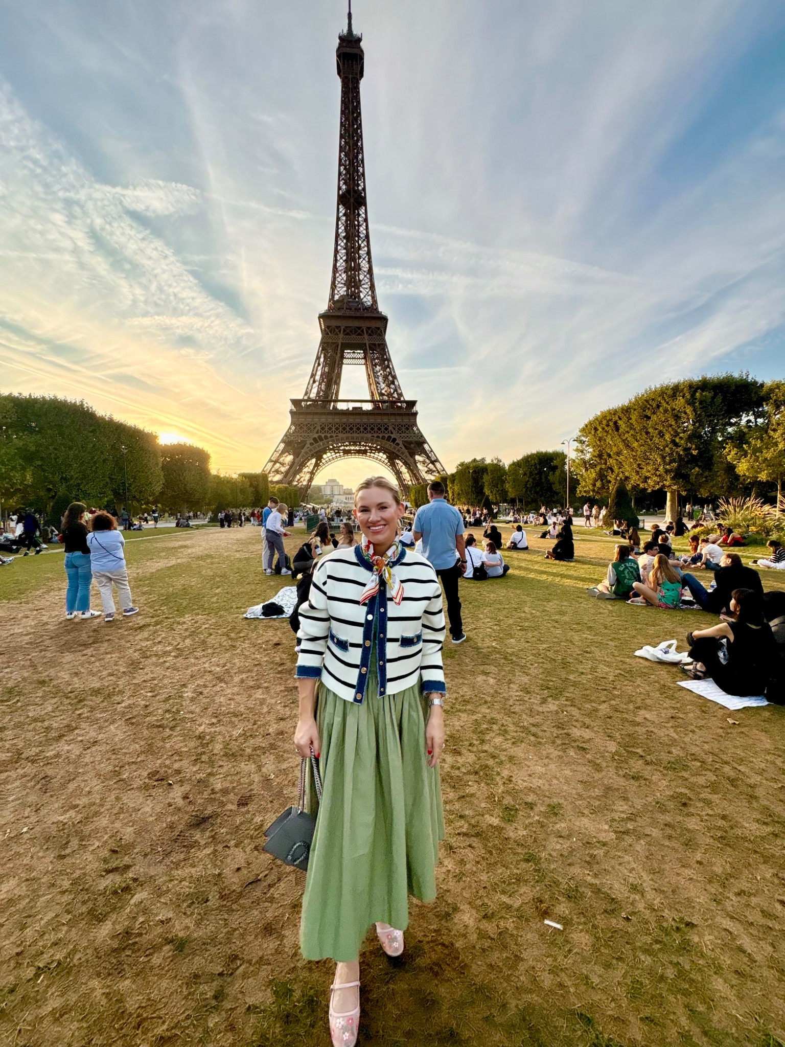Paris nights 🥂✨ 

This striped jacket came in so handy as temps dropped at night! great layering piece over dresses or pants / jeans 

Scarf was a fun souvenir thanks to my husband! Bag is old Gucci so I linked similar ones  

#LTKStyleTip #LTKSeasonal #LTKTravel