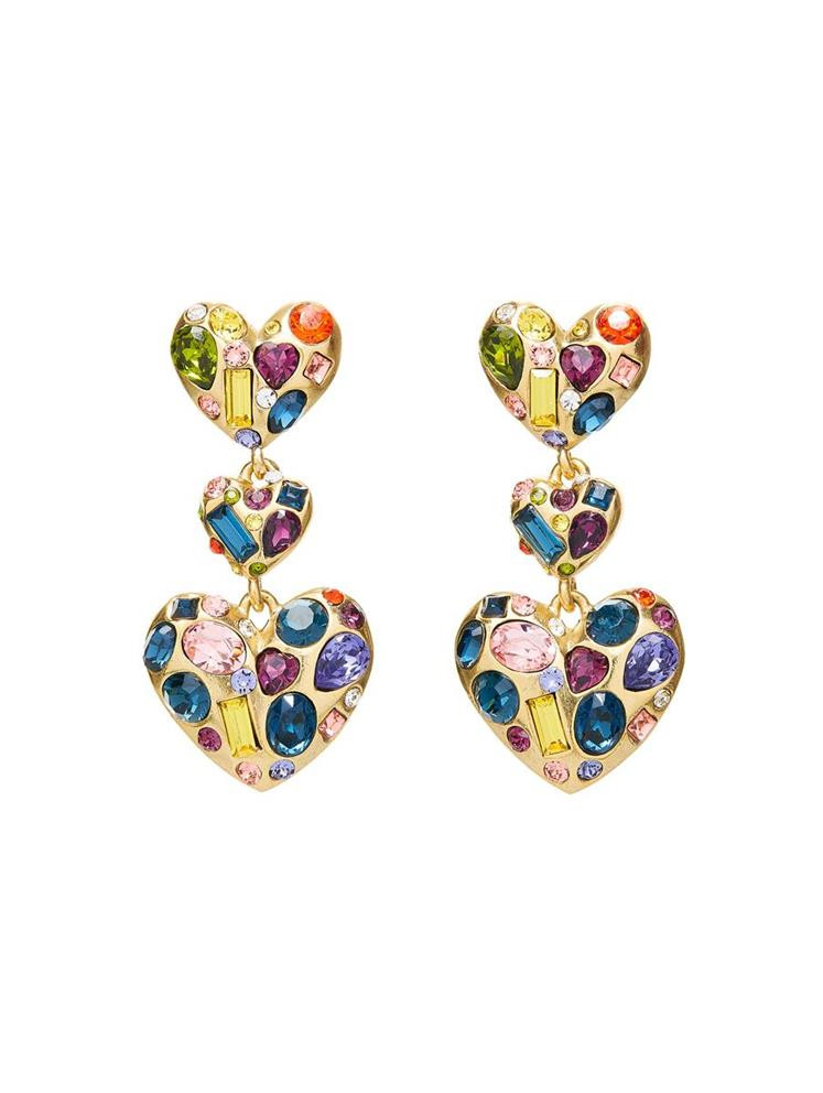 Gemstone Heart Chandelier Earrings | Oscar de la Renta