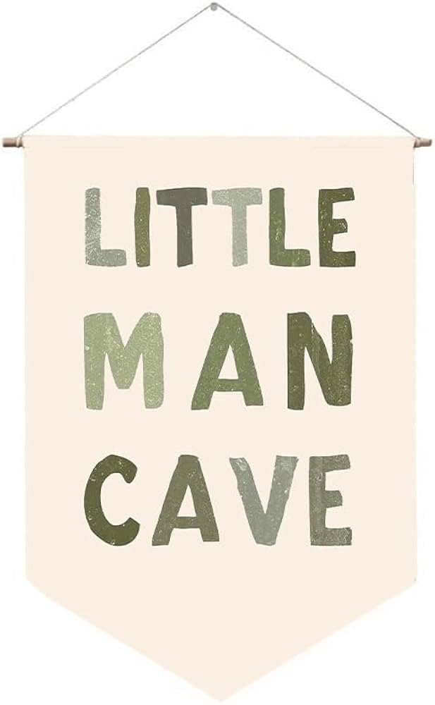 Little Man Cave Wall Hanging Banner Toddler Boys Room Wall Art Decor Hanging Pennant Flag Little ... | Amazon (US)