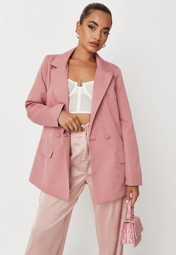 Missguided - Petite Pink Oversized Longline Blazer | Missguided (US & CA)