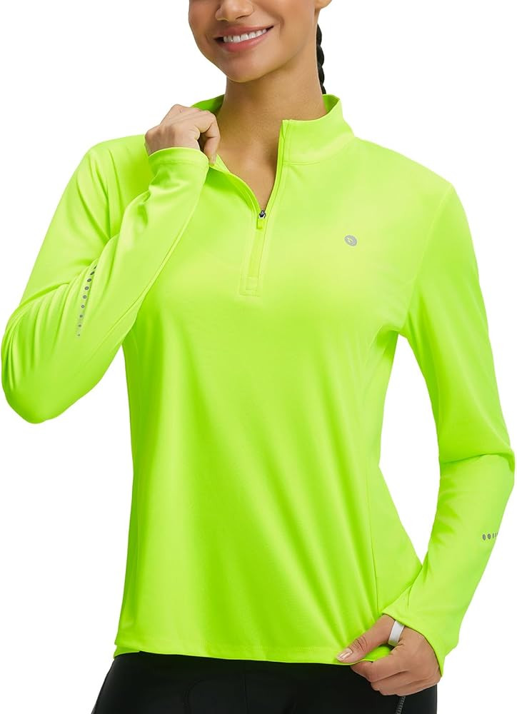 baleaf Women's Long Sleeve Cycling Jersey Quarter Zip Workout Shirts Quick Dry Sun Protection Ath... | Amazon (US)