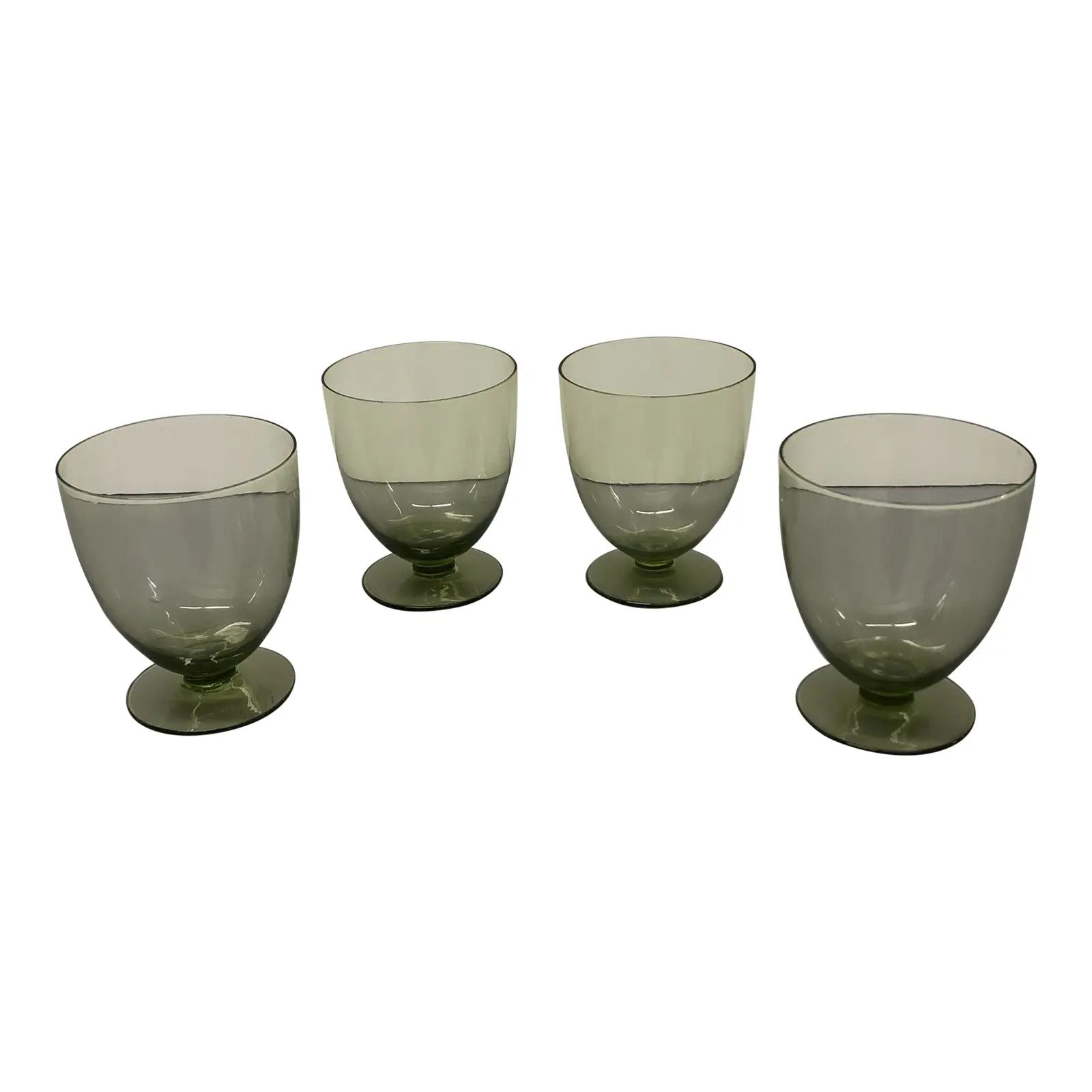 Green Footed Cocktail Tumbler Glasses - Set of 4 | Chairish