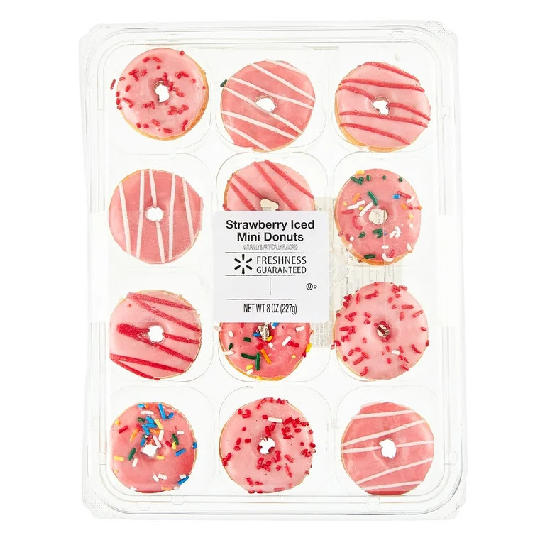 Freshness Guaranteed Iced Strawberry Mini Donuts, 8 oz, 12 Count  Soft and Chewy.  Thaw and Serve... | Walmart (US)