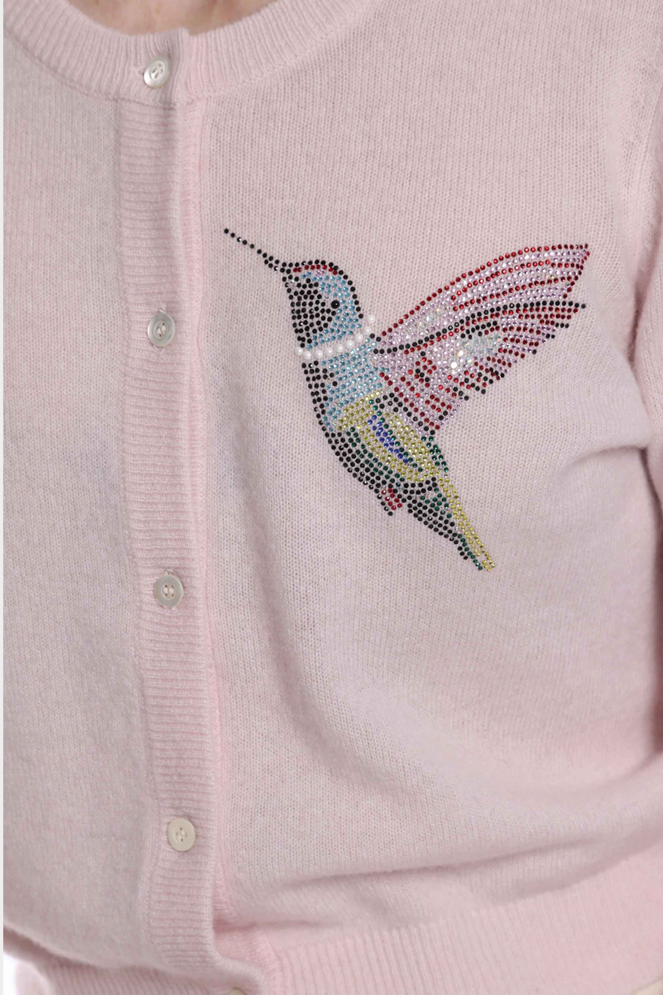 Cashmere Hummingbird Bling Cropped Cardigan | Minnie Rose