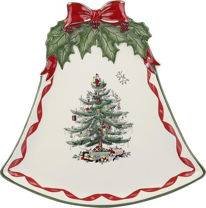 Spode Christmas Tree Ribbons Bell-Shaped Coupe Plate - 10.5-Inch Holiday Serving Plate for Desser... | Amazon (US)
