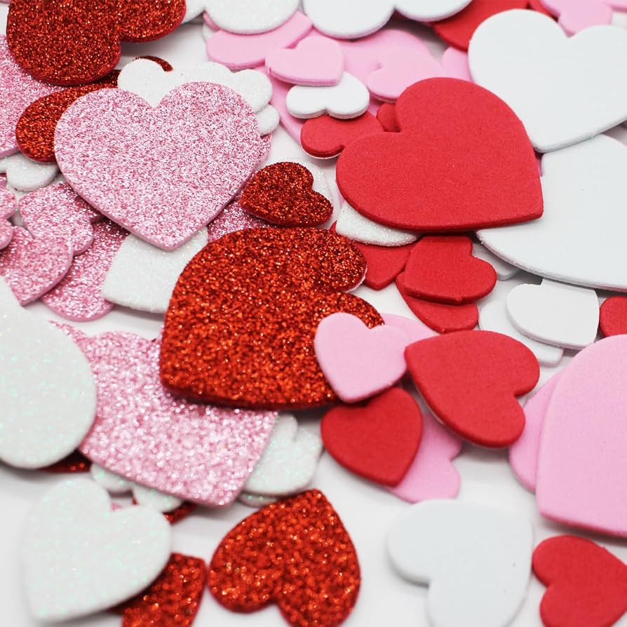 240 Pieces Heart Stickers Self Adhesive Foam Hearts, 3 Sizes in Glitter and Matte Red Pink White,... | Amazon (US)