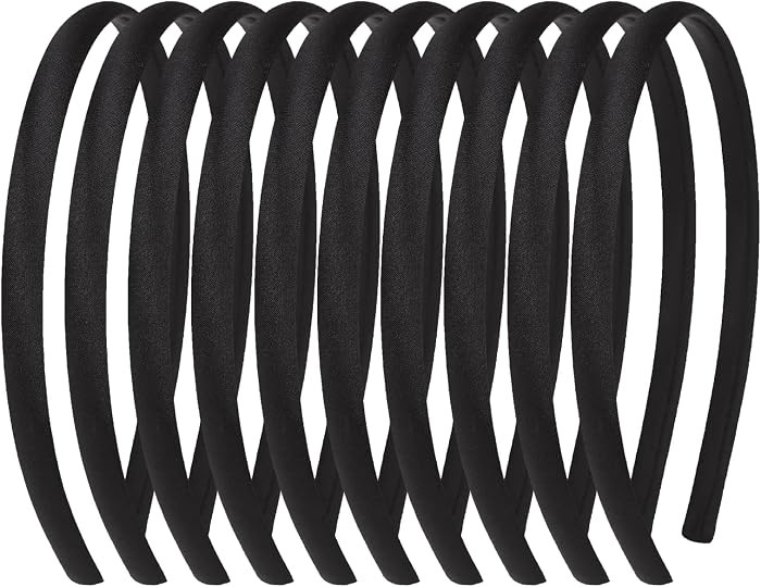 Fishdown 10 Pcs Black Headbands for Girls Skinny DIY Head Bands Hard Thin Headband with Teeth, 8m... | Amazon (US)