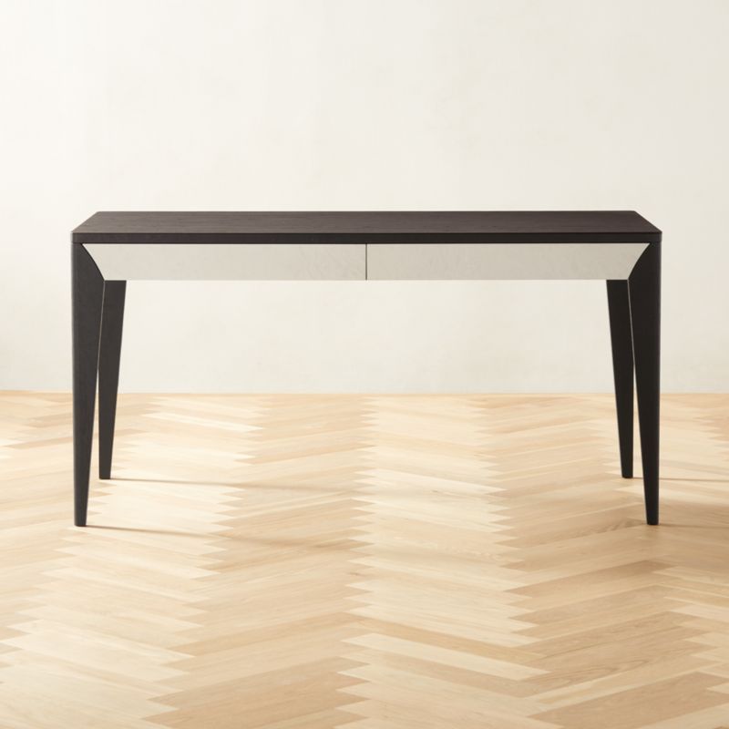 Scuro Modern 2-Drawer Black Oak Wood Desk + Reviews | CB2 | CB2