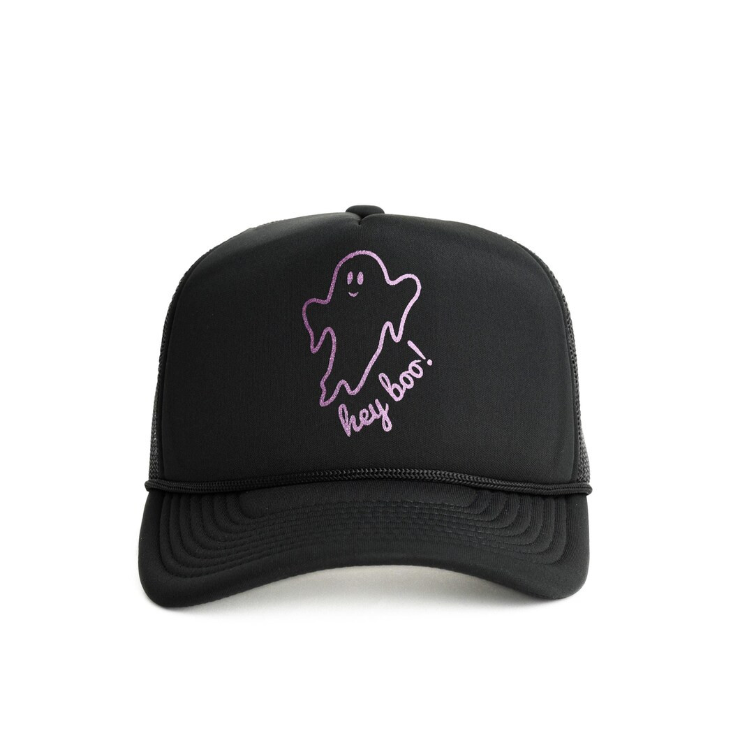 Hey Boo! Ghost Trucker Hat - Purple Shimmer Halloween Accessory - Etsy | Etsy (US)