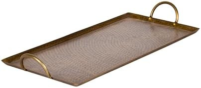 Kate and Laurel Sanzo Transitional Modern Hammered Rectangle Metal Tray, 22 x 10, Antique Brass, ... | Amazon (US)