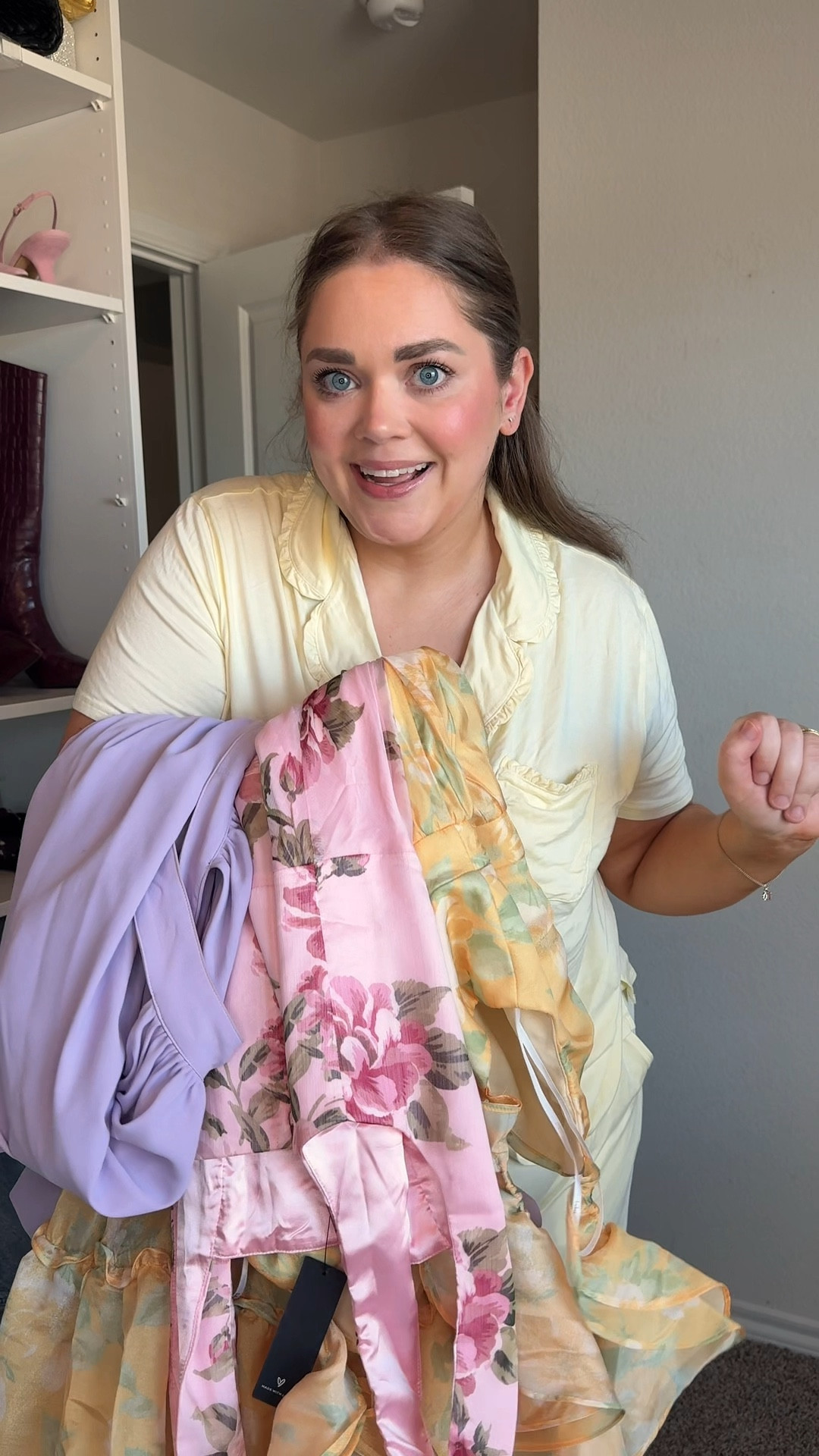 Spring wedding guest dresses. Wearing 1x in floral dresses and 18 in purple   Xl in pajamas 

#LTKPlusSize