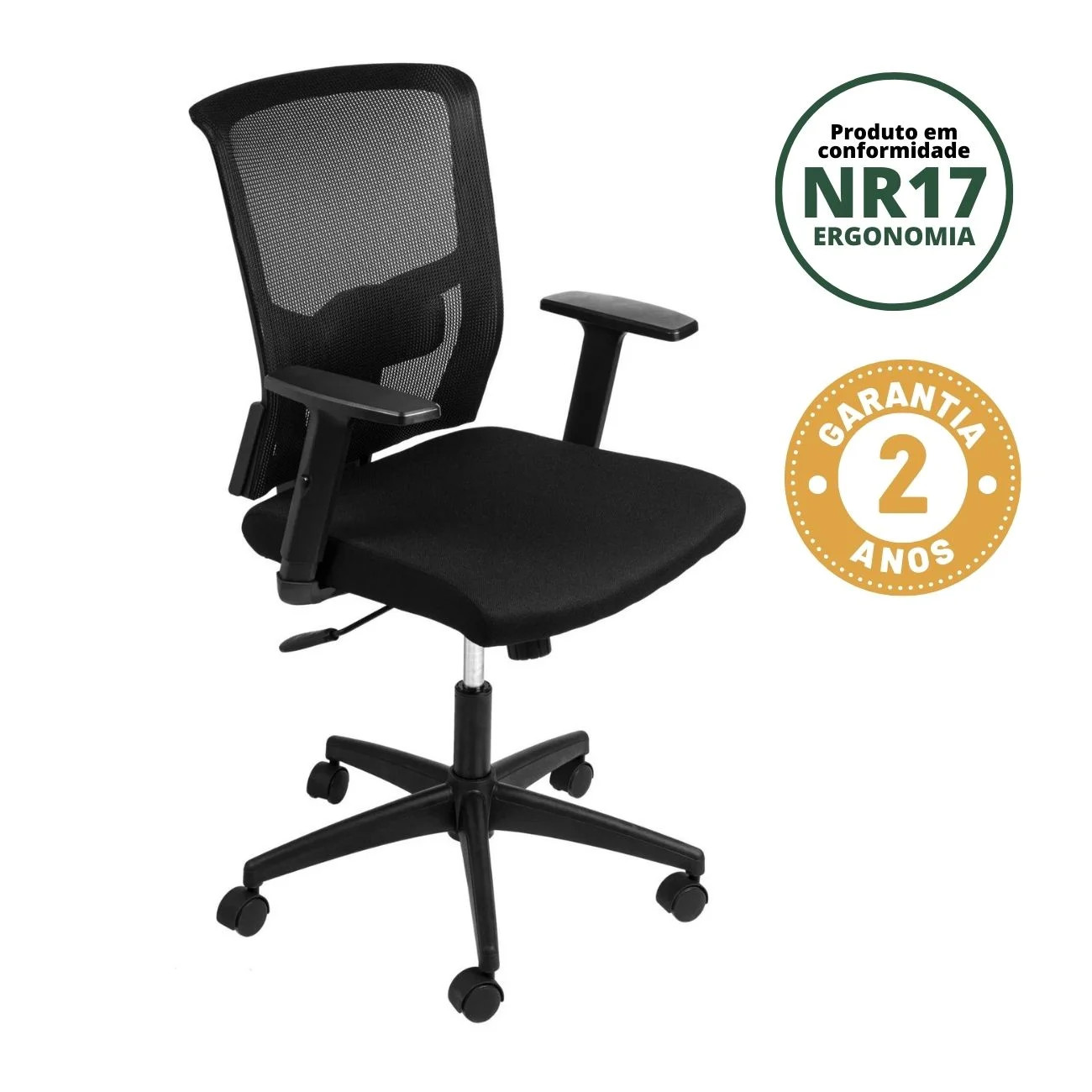 Cadeira para Escritório Diretor com NR17 Tóquio 3329 OR Design Preto Preto | Madeira Madeira (BR)