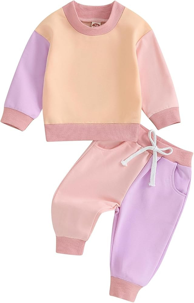 Fernvia Toddler Baby Girl Clothes 3 6 9 12 18 24 Months Fall Outfits Solid Long Sleeve Sweatshirt... | Amazon (US)
