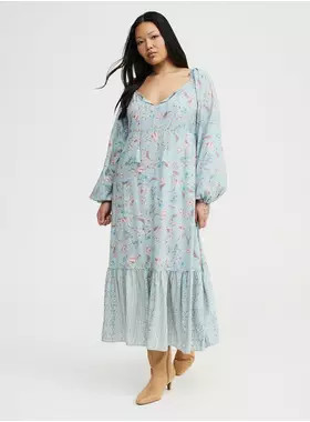 Blouson Sleeve Tiered Maxi Dress | Torrid (US & Canada)