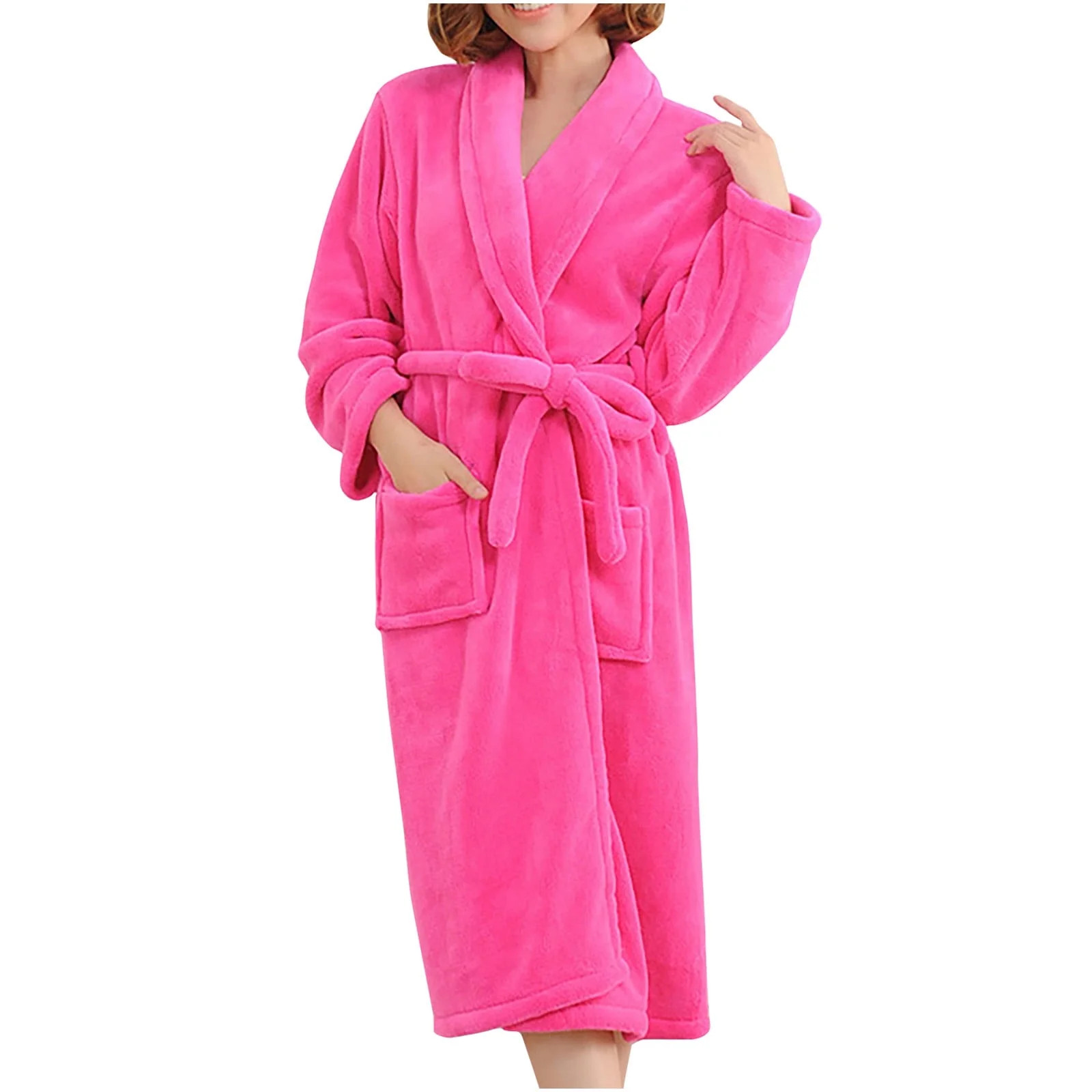 VANLOFE Unisex Warm Pajamas Household Clothes Solid Bathrobe Lengthened Night-robe Man's Nightgow... | Walmart (US)