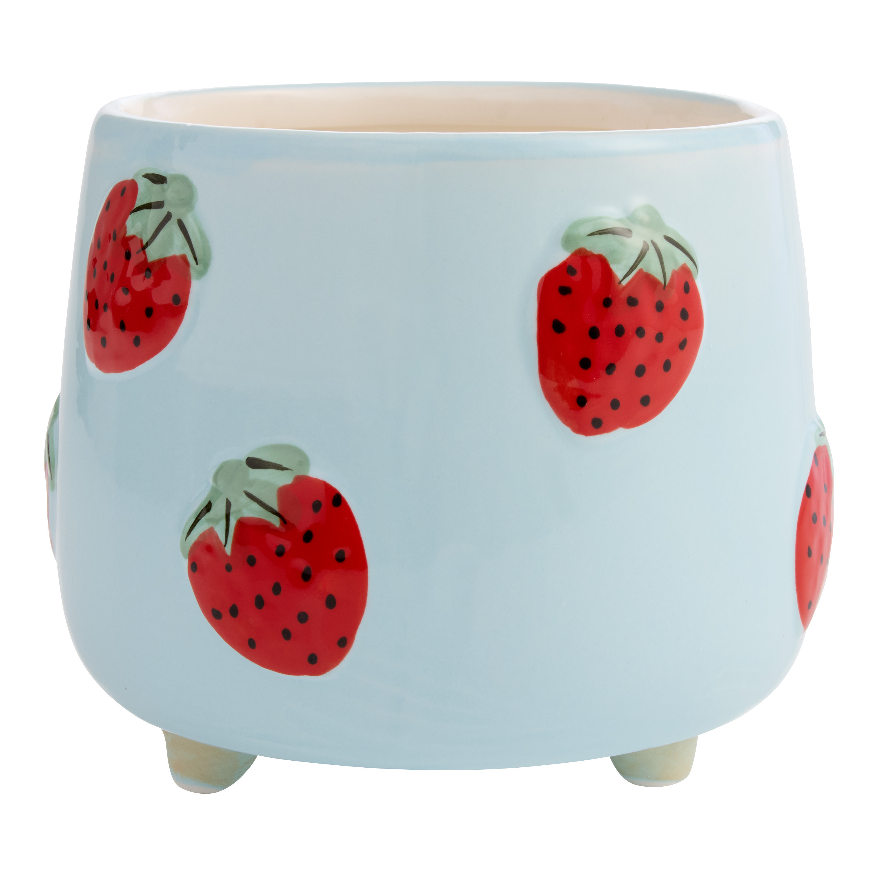 Blue Ceramic Strawberry Planter | World Market
