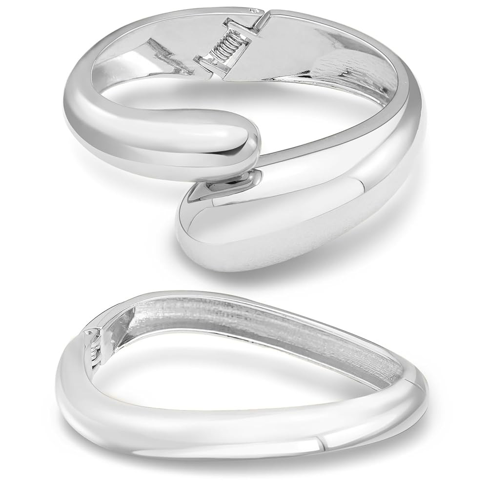 RechicGu 2pcs 14K Gold Plated Cuff Waterdrop Teardrop Bangle Bracelet for Women Gift,Chunky Twist... | Amazon (US)