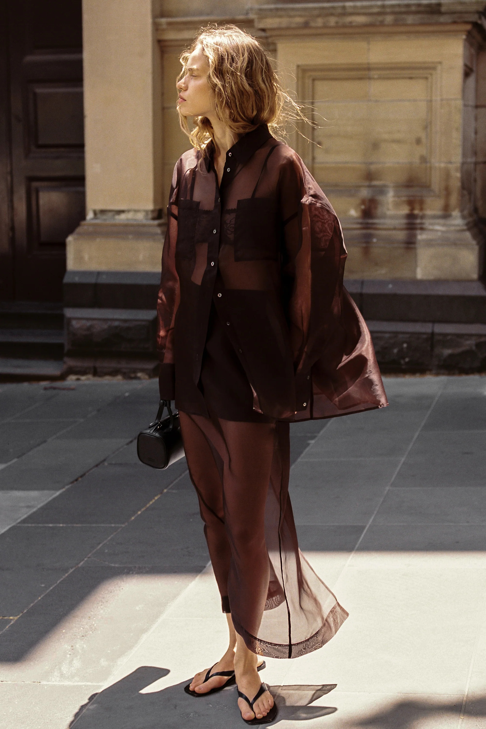 SIAN DARK CHOC ORGANZA MIDI SKIRT | DISSH