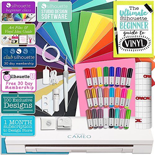 Silhouette Cameo 3 Bluetooth Starter Bundle with 26 -12" x 12" Oracal 651 Sheets, Transfer Paper, Gu | Amazon (US)