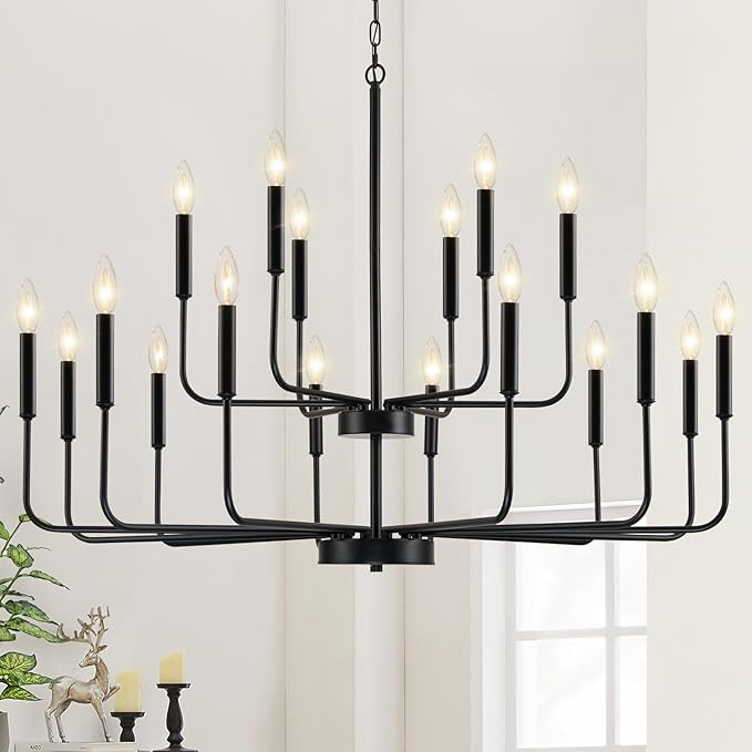Black Chandeliers for Dining Room Light Fixture Over Table, Modern Farmhouse Chandeliers for Livi... | Amazon (US)