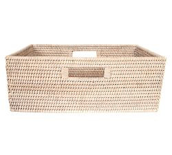 Tava Handwoven Rattan Rectangular Shelf Basket | Pottery Barn (US)