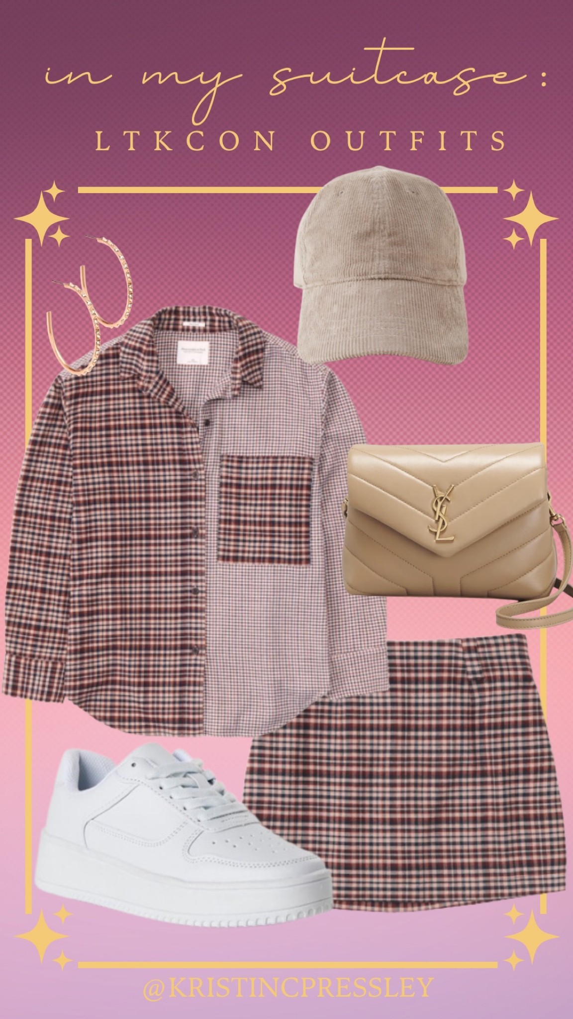 LTKCon outfit complication. Shacket and skirt set. plaid skirt. Trendy style. Matching set. White sneakers. Fall set. Fall skirt. Fall shacket. Fall outfit. Fall style. Fall sneakers. Gold hoops. Gold accents. Designer handbag. Every day jewelry. Sporty style.￼

#LTKstyletip #LTKSeasonal #LTKCon