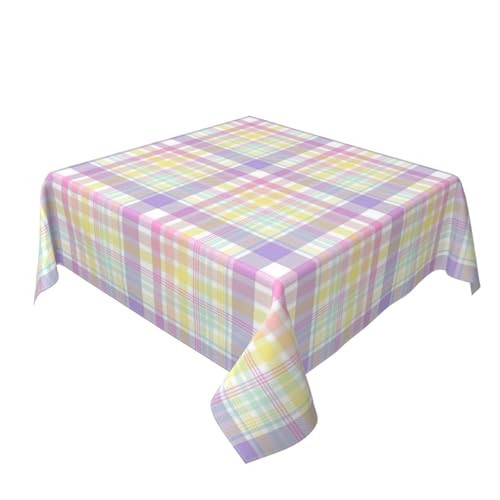 Sorktse Easter Tablecloth Square 54 x 54 Inch Spring Pink Yellow Purple Buffalo Plaid Square Table Cloth Polyester Fabric Easter Checkered Table Cover for Kitchen Party Picnic Outdoor Decor | Amazon (US)