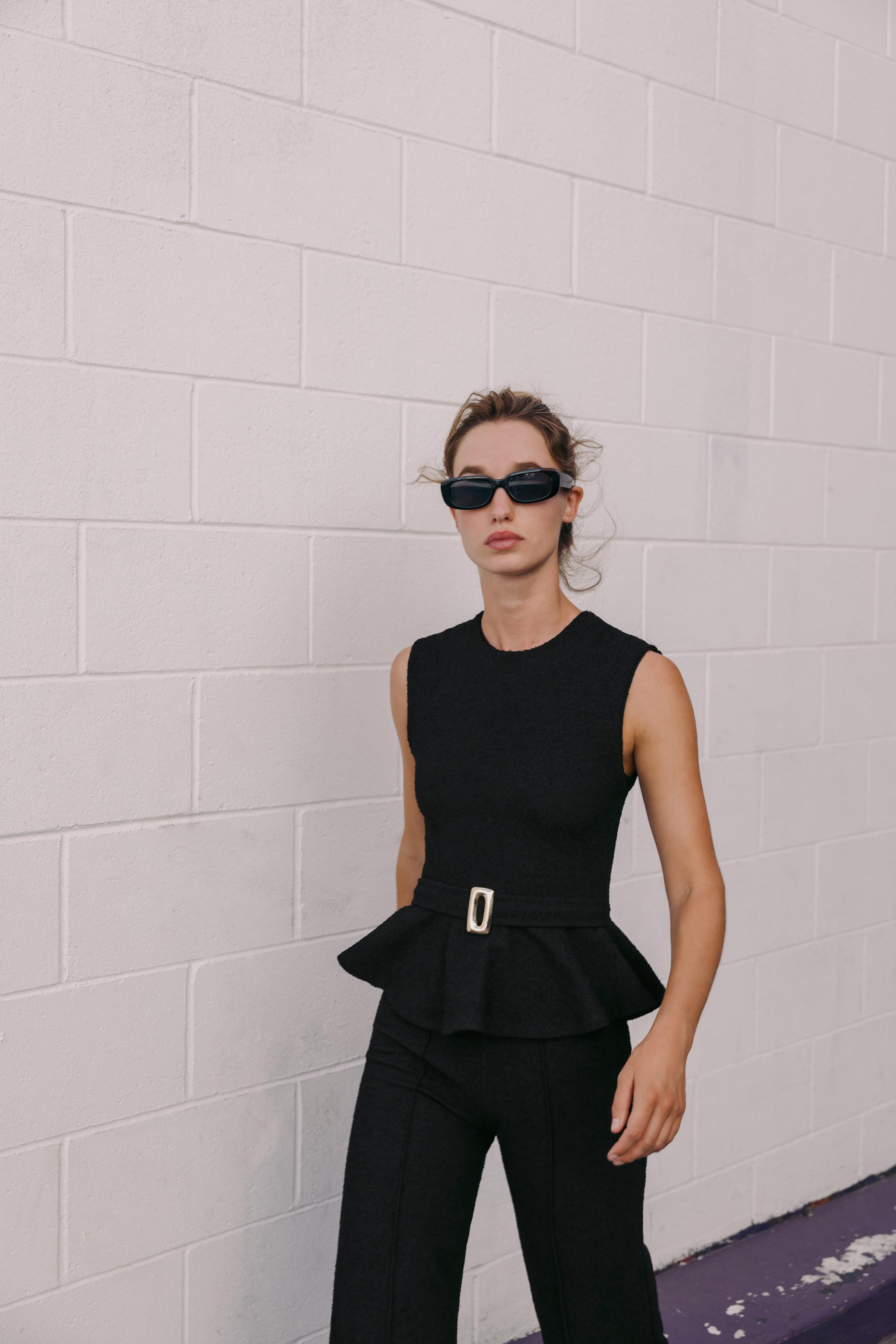 BOUCLÉ BUCKLE PEPLUM TOP | Zara US