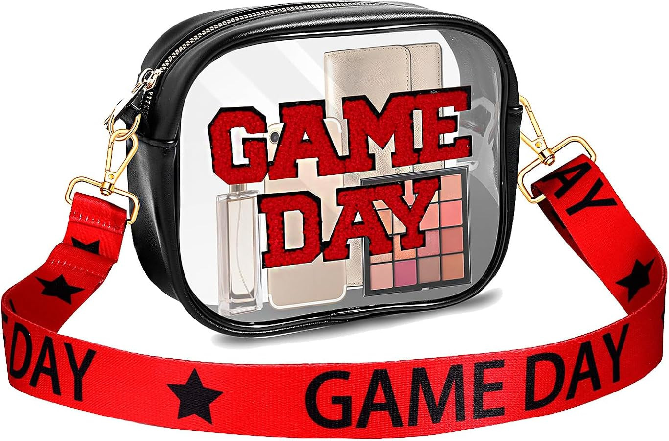 Game Day Clear Bag for Stadium Events with Letter Patches Stadium Approved Clear Crossbody Purse ... | Amazon (US)