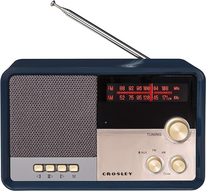 Crosley CR3036D-NV Tribute Vintage AM/FM Bluetooth Radio, Navy | Amazon (US)