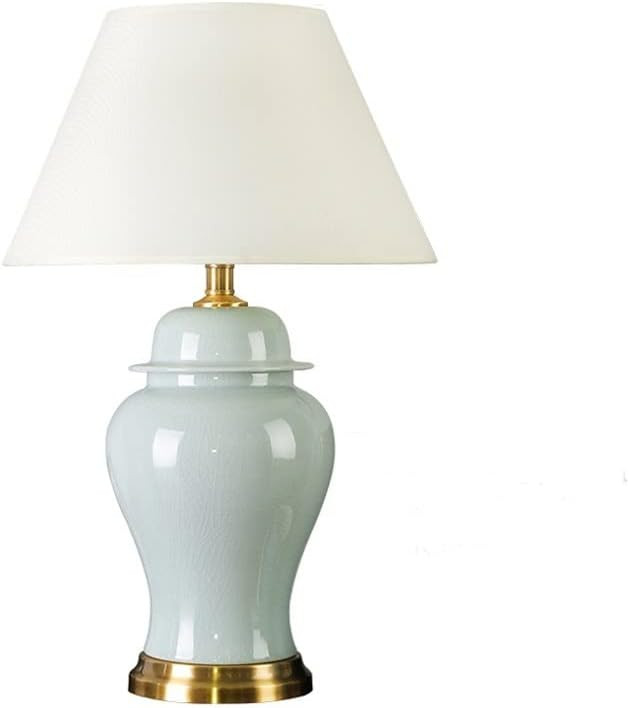 Table lamp 21.6" Modern Table Lamps for Living Room Ceramic Bedside Lamps with Fabric Shade Butto... | Amazon (US)