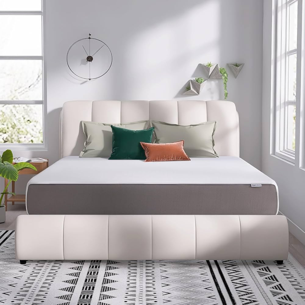 Amazon Basics Memory Foam Mattress, Soft Plush Feel, 12 Inch, King, White/Grey | Amazon (US)